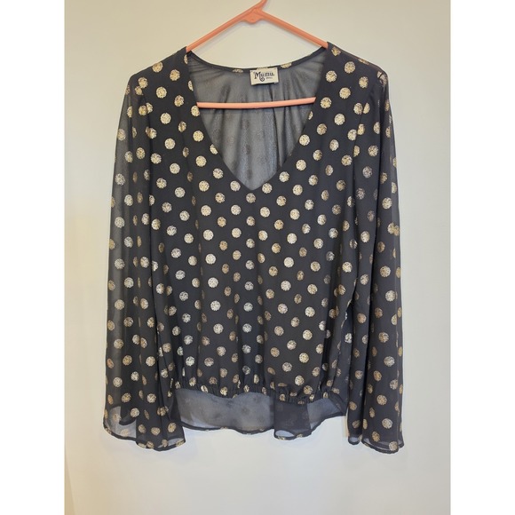 Show Me Your MuMu Tops - Show Me Your Mumu Mackenzie Top Size SM Polka Dot Sheer Boho Glam Festival Flowy
